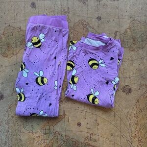 Purple Bee Print Kids Pajamas